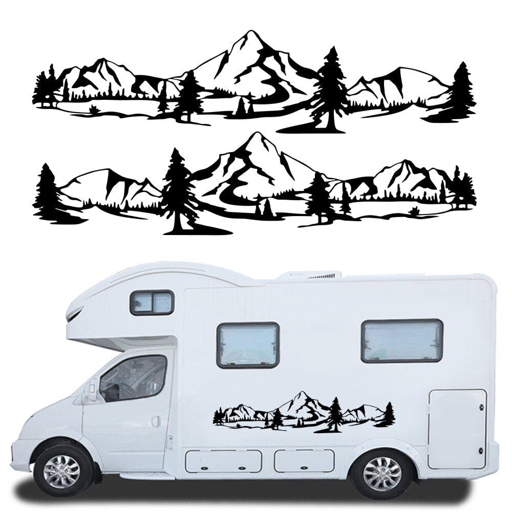 Autocollants camping-car van montagnard jumelles a 2 Couleurs