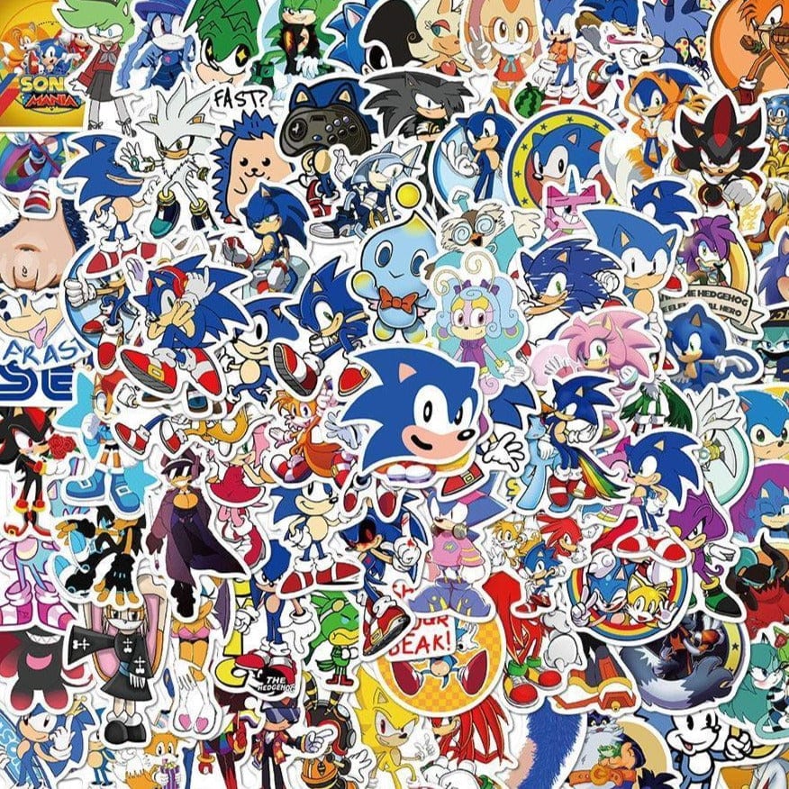 Pack of 100 Sonic Stickers, sticky decals