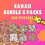 Bundle Kawaii 6 Packs <br> (300 Stickers) Sticky Stickers