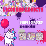 Licornes Addicts Bundle 3 Packs (200 stickers) Sticky Stickers