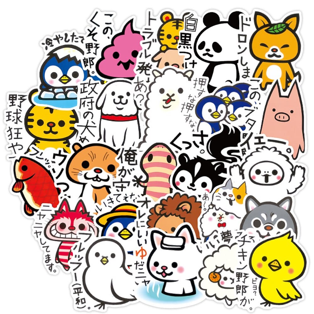 Pack de 50pcs Stickers Autocollants Dessin animé japonais kawaii