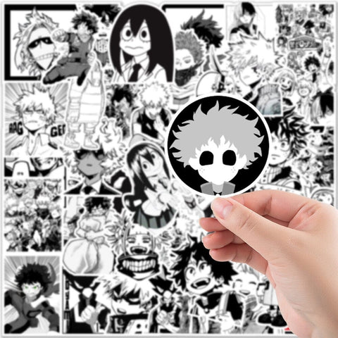 Black and White Manga Stickers (50pcs), sticky decals