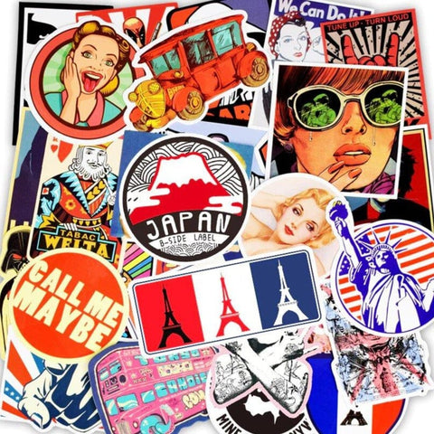 USA Vintage Stickers, sticky decals